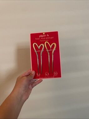 Piper K Heart French Pins gold and silver